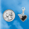 Silver Plated Black Heart with Beaded Border - Silver Plated Clip on Charm with Mini Year 2026 Jewelry Ideas and Examples