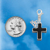 Silver Plated Large Black Enamel Cross with Decorated Sides - Silver Plated Clip on Charm with Mini Year 2026 Jewelry Ideas and Examples