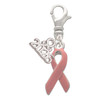 Silver Plated Pink Ribbon - Silver Plated Clip on Charm with Mini Year 2026: Year to Remember Jewelry Gift - Celebrations