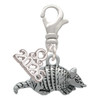 Silver Plated Small Armadillo - Silver Plated Clip on Charm with Mini Year 2026: Year to Remember Jewelry Gift - Celebrations