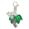Silver Plated Large Enamel Palm Tree - Silver Plated Clip on Charm with Mini Year 2026: Year to Remember Jewelry Gift - Celebrations