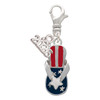 Silver Plated USA Patriotic Flip Flop with White Star - Silver Plated Clip on Charm with Mini Year 2026: Year to Remember Jewelry Gift - Celebrations