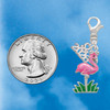 Silver Plated Hot Pink Enamel Flamingo with Grass - Silver Plated Clip on Charm with Mini Year 2026 Jewelry Ideas and Examples