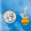 Silver Plated Softball optic yellow - Crown - Silver Plated Clip on Charm with Mini Year 2026 Jewelry Ideas and Examples