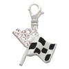 Silver Plated Checkered Race Flag - Silver Plated Clip on Charm with Mini Year 2026: Year to Remember Jewelry Gift - Celebrations
