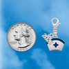 Silver Plated Nurse Hat with Blue Cross - Silver Plated Clip on Charm with Mini Year 2026 Jewelry Ideas and Examples