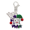 Silver Plated Mardi Gras Jester - Silver Plated Clip on Charm with Mini Year 2026: Year to Remember Jewelry Gift - Celebrations