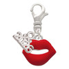 Silver Plated Red Lips - Silver Plated Clip on Charm with Mini Year 2026: Year to Remember Jewelry Gift - Celebrations