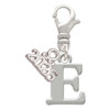 Silver Plated Large Initial - E - Silver Plated Clip on Charm with Mini Year 2026: Year to Remember Jewelry Gift - Celebrations