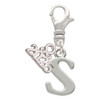 Silver Plated Large Initial - S - Silver Plated Clip on Charm with Mini Year 2026: Year to Remember Jewelry Gift - Celebrations