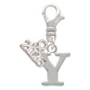 Silver Plated Large Initial - Y - Silver Plated Clip on Charm with Mini Year 2026: Year to Remember Jewelry Gift - Celebrations