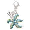 Silver Plated Hot Blue Starfish - Silver Plated Clip on Charm with Mini Year 2026: Year to Remember Jewelry Gift - Celebrations