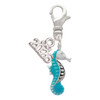 Silver Plated Hot Blue Seahorse - Silver Plated Clip on Charm with Mini Year 2026: Year to Remember Jewelry Gift - Celebrations