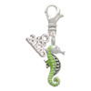 Silver Plated Lime Green Seahorse - Silver Plated Clip on Charm with Mini Year 2026: Year to Remember Jewelry Gift - Celebrations