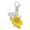 Silver Plated Yellow Hibiscus Flower - Silver Plated Clip on Charm with Mini Year 2026: Year to Remember Jewelry Gift - Celebrations