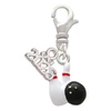 Silver Plated Bowling Pins with Bowling Ball - Silver Plated Clip on Charm with Mini Year 2026: Year to Remember Jewelry Gift - Celebrations