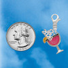 Silver Plated Hot Pink Tropical Drink - Silver Plated Clip on Charm with Mini Year 2026 Jewelry Ideas and Examples