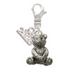 Silver Plated Teddy Bear - Silver Plated Clip on Charm with Mini Year 2026: Year to Remember Jewelry Gift - Celebrations