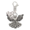 Silver Plated Angel with Heart - Silver Plated Clip on Charm with Mini Year 2026: Year to Remember Jewelry Gift - Celebrations