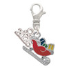 Silver Plated Red Christmas Sleigh - Silver Plated Clip on Charm with Mini Year 2026: Year to Remember Jewelry Gift - Celebrations