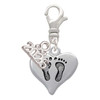 Silver Plated Heart with Baby Feet - Silver Plated Clip on Charm with Mini Year 2026: Year to Remember Jewelry Gift - Celebrations