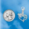 Silver Plated Heart Outline with diagonal Cross - Silver Plated Clip on Charm with Mini Year 2026 Jewelry Ideas and Examples