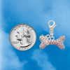 Silver Plated Large Light Pink Crystal Dog Bone - Silver Plated Clip on Charm with Mini Year 2026 Jewelry Ideas and Examples