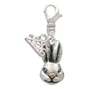 Silver Plated Antiqued Bunny Head - Silver Plated Clip on Charm with Mini Year 2026: Year to Remember Jewelry Gift - Celebrations