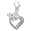 Silver Plated Textured Open Heart - Silver Plated Clip on Charm with Mini Year 2026: Year to Remember Jewelry Gift - Celebrations