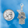 Silver Plated Hamsa Hand with Blue Crystal - Silver Plated Clip on Charm with Mini Year 2026 Jewelry Ideas and Examples