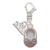 Silver Plated Pink Enamel Baby Shoe with Bow - Silver Plated Clip on Charm with Mini Year 2026: Year to Remember Jewelry Gift - Celebrations