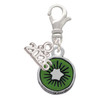 Silver Plated 3-D Green Enamel Kiwi - Silver Plated Clip on Charm with Mini Year 2026: Year to Remember Jewelry Gift - Celebrations