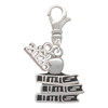 Silver Plated Antiqued School Books with an Apple - Silver Plated Clip on Charm with Mini Year 2026: Year to Remember Jewelry Gift - Celebrations