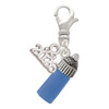 Silver Plated 3-D Blue Baby Bottle - Silver Plated Clip on Charm with Mini Year 2026: Year to Remember Jewelry Gift - Celebrations