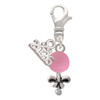 Silver Plated Pink Baby Rattle - Silver Plated Clip on Charm with Mini Year 2026: Year to Remember Jewelry Gift - Celebrations