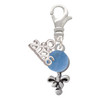 Silver Plated Blue Baby Rattle - Silver Plated Clip on Charm with Mini Year 2026: Year to Remember Jewelry Gift - Celebrations
