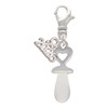Silver Plated 3-D Clear Frosted Baby Pacifier - Silver Plated Clip on Charm with Mini Year 2026: Year to Remember Jewelry Gift - Celebrations
