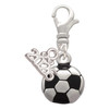Silver Plated Soccer ball - Silver Plated Clip on Charm with Mini Year 2026: Year to Remember Jewelry Gift - Celebrations