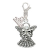 Silver Plated Antiqued Angel with Bow & Crystal - Silver Plated Clip on Charm with Mini Year 2026: Year to Remember Jewelry Gift - Celebrations