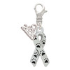 Silver Plated Small Antiqued Ribbon with Paws - Silver Plated Clip on Charm with Mini Year 2026: Year to Remember Jewelry Gift - Celebrations