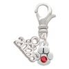 Silver Plated Mini Paw with Red Crystal - Silver Plated Clip on Charm with Mini Year 2026: Year to Remember Jewelry Gift - Celebrations