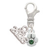 Silver Plated Mini Paw with Green Crystal - Silver Plated Clip on Charm with Mini Year 2026: Year to Remember Jewelry Gift - Celebrations