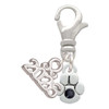 Silver Plated Mini Paw with Black Crystal - Silver Plated Clip on Charm with Mini Year 2026: Year to Remember Jewelry Gift - Celebrations
