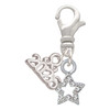 Silver Plated Mini Clear Crystal Star - Silver Plated Clip on Charm with Mini Year 2026: Year to Remember Jewelry Gift - Celebrations