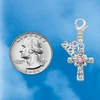 Silver Plated Scroll Cross with Pink Crystal - Silver Plated Clip on Charm with Mini Year 2026 Jewelry Ideas and Examples