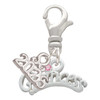 Silver Plated Princess with Pink Crystal - Silver Plated Clip on Charm with Mini Year 2026: Year to Remember Jewelry Gift - Celebrations