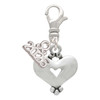 Silver Plated Large Heart with Cutout - Silver Plated Clip on Charm with Mini Year 2026: Year to Remember Jewelry Gift - Celebrations