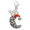 Silver Plated Small Crescent Moon Santa - Silver Plated Clip on Charm with Mini Year 2026: Year to Remember Jewelry Gift - Celebrations