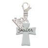Silver Plated Faith Flat Cross - Silver Plated Clip on Charm with Mini Year 2026: Year to Remember Jewelry Gift - Celebrations