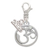 Silver Plated Om in Circle with Clear Crystal - Silver Plated Clip on Charm with Mini Year 2026: Year to Remember Jewelry Gift - Celebrations